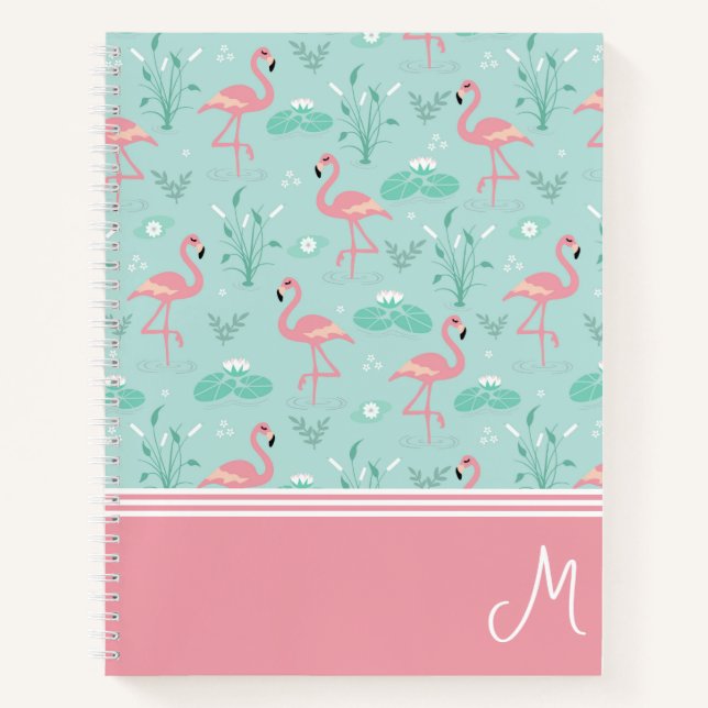 Personalized Flamingo Gift Monogram Notebook (Front)