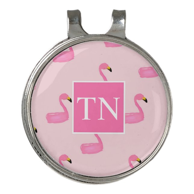 Personalized Flamingo Golf Magnetic Ball Marker Hat Clip (Front)