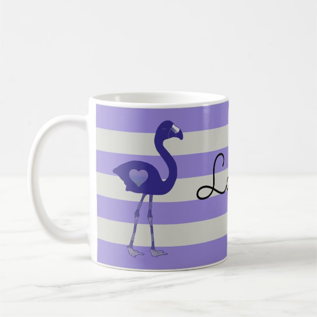 Personalized Flamingo Hearts Mug (Purple-Purple) (Left)