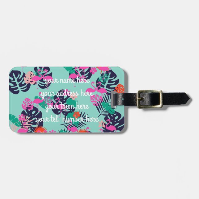 Personalized Flamingo Luggage Tag (Front Horizontal)