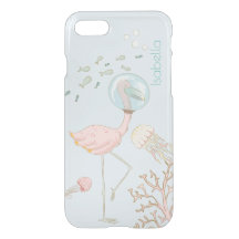 Personalized Flamingo Mermaid Clear iPhone case