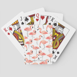 Personalized Flamingo Playing Cards