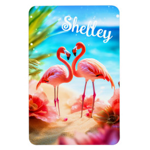 Personalized Flamingo Themed Magnet