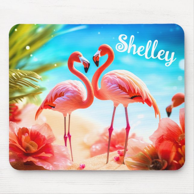 Personalized Flamingo Themed Mouse Pad (Front)