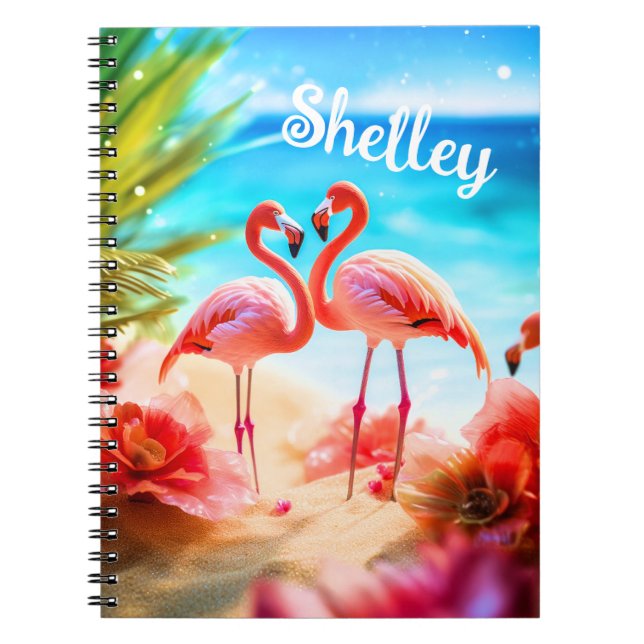 Personalized Flamingo Themed Notebook (Front)