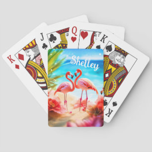 Personalized Flamingo Themed Playing Cards