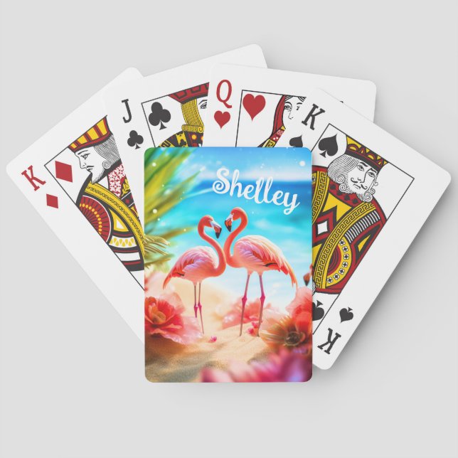 Personalized Flamingo Themed Playing Cards (Back)