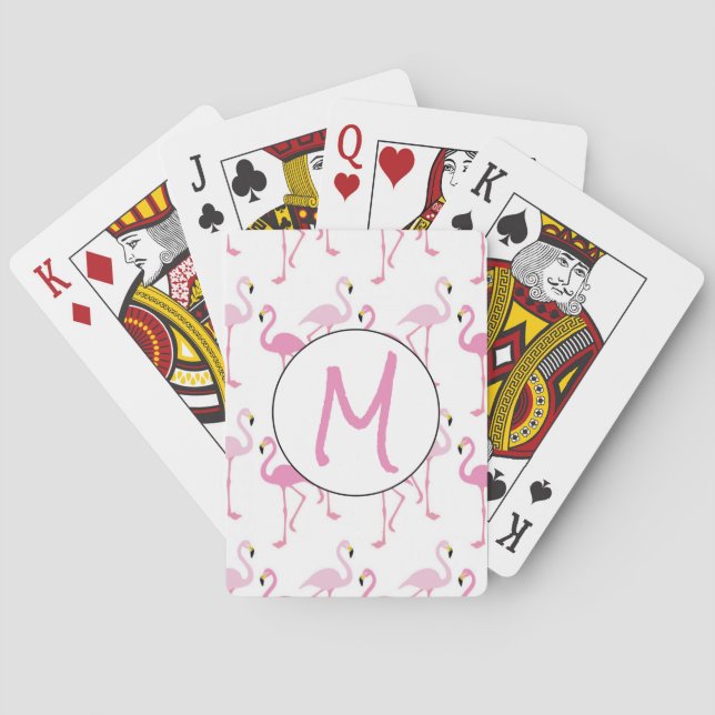 Personalized Flamingo Wallpaper Background Poker Cards (Back)