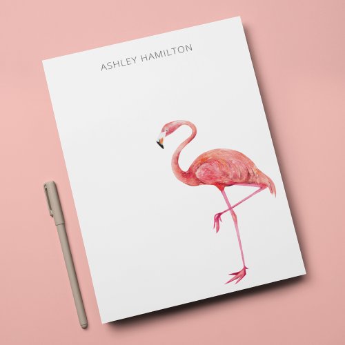 Personalized Flamingo Watercolor Note Card