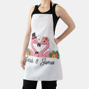 Personalized Flamingo Wedding Couple Tropical Gift Apron