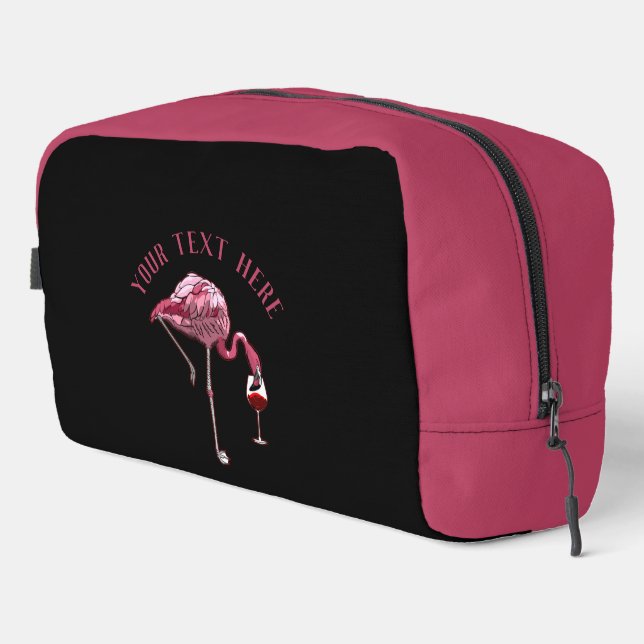 Personalized Flamingo Wine Drinker Gag Dopp Kit (Right Corner)