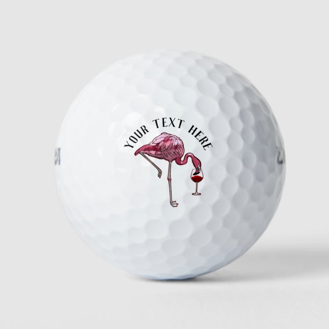 Personalized Flamingo Wine Drinker Novelty Gifts Golf Balls (Front)