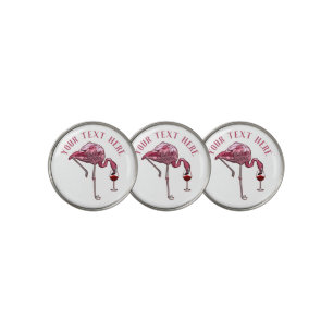 Personalized Flamingo Wine Drinker Novelty Golf Ball Marker