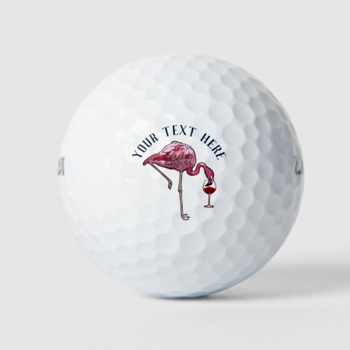 Personalized Flamingo Wine Drinker Novelty Golf Balls