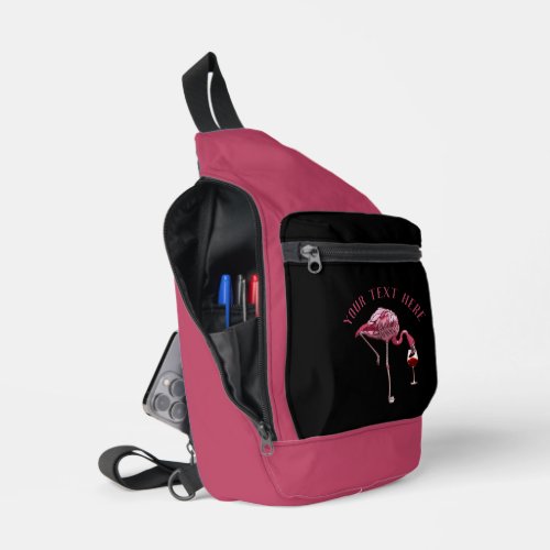 Personalized Flamingo Wine Drinker Novelty Sling Bag