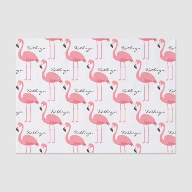 Personalized Flamingos Tissue Paper Sheets (Front)