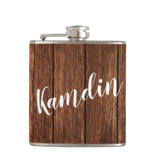 Personalized Flask Barn Wood Country Rustic