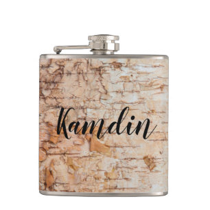 Personalized Flask country barn wood lace trim Edg
