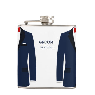 Personalized Flask Gay Wedding Gift For Groom Blue