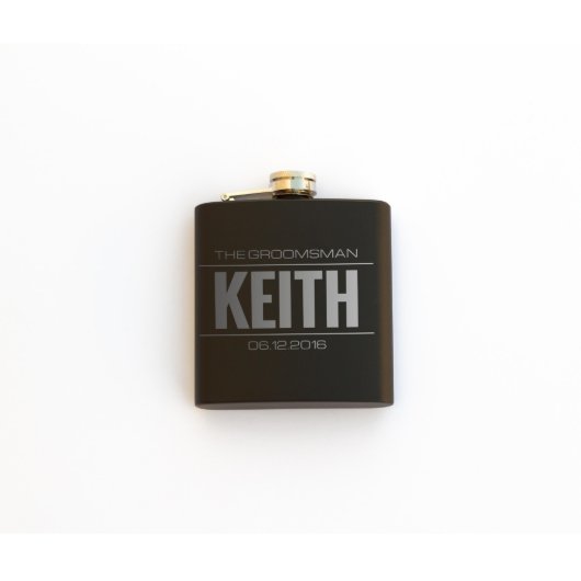 Personalized Flask - Groomsmen Gifts Name and Date (Front)