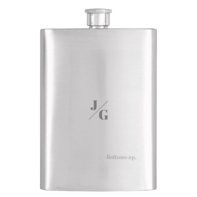 Personalized Flask - Initials & Bottoms Up! (Front)
