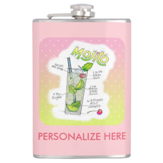 PERSONALIZED FLASK - MOJITO RECIPE COCKTAIL ART