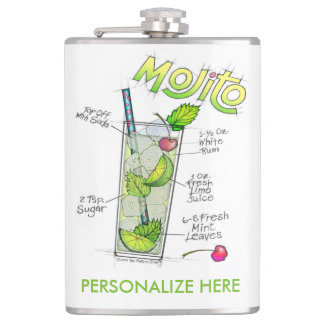 PERSONALIZED FLASK - MOJITO RECIPE COCKTAIL ART