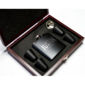 Personalized Flask Set In Wood Box Groomsmen Gifts (Top)