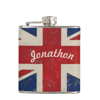 Personalized Flask UK Vintage Flag