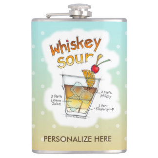 PERSONALIZED FLASK, WHISKEY SOUR RECIPE ART FLASK