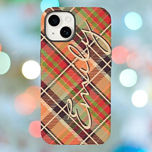 Personalized Flat Checkered Plaid Case-Mate iPhone 14 Case