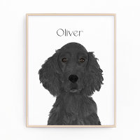 Personalized Flat Coated Retriever Art