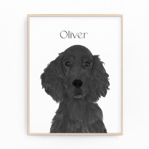 Personalized Flat Coated Retriever Art Photo Print