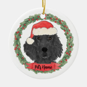Personalized Flat Coated Retriever Christmas Ceramic Ornament