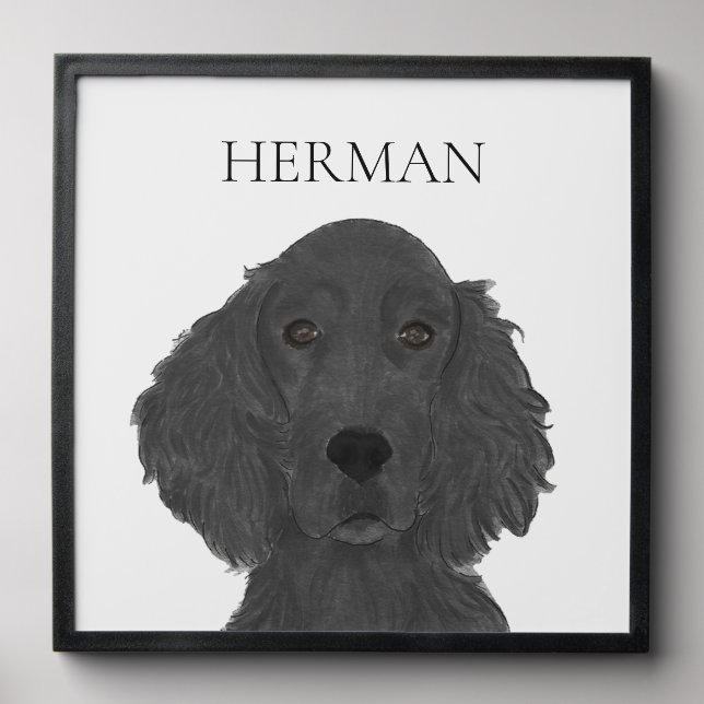 Personalized Flat Coated Retriever Portrait Peel And Stick Photo Tile (Front Set)