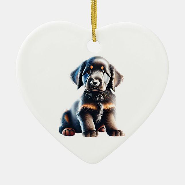 Personalized Flat-Coated Retriever Puppy Ceramic Ornament (Front)
