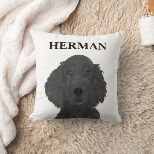 Personalized Flat Coated Retriever Throw Pillow