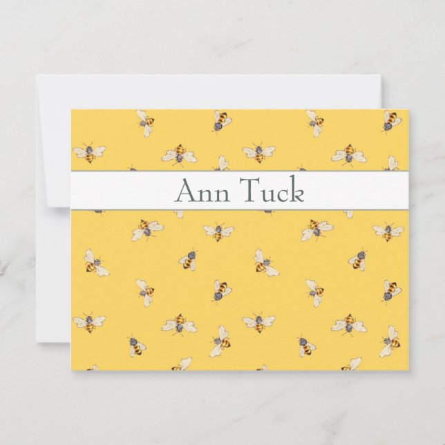 Personalized Flat Note Cards - Bees with Sunny Yel (Front)