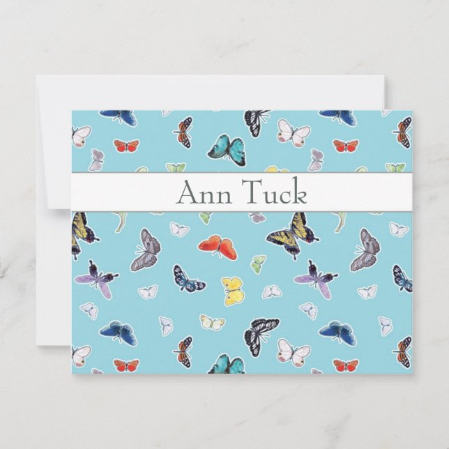 Personalized Flat Note Cards - Butterflies by Ann (Front)