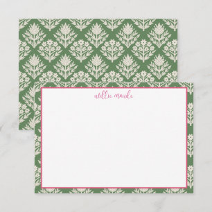 Personalized Flat Note Cards Floral Stationary