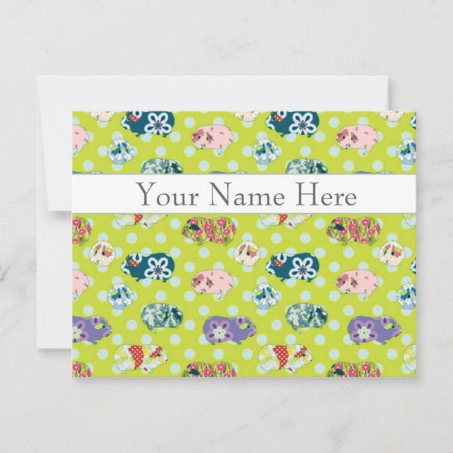 Personalized Flat Note Cards - Guinea Pigs (Front)