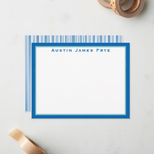 Personalized Flat Note Cards Stationery for Men