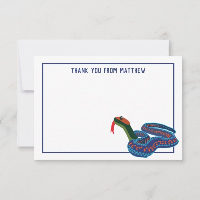 Personalized Flat Panel California Garter Snake Thank You Card (Front)