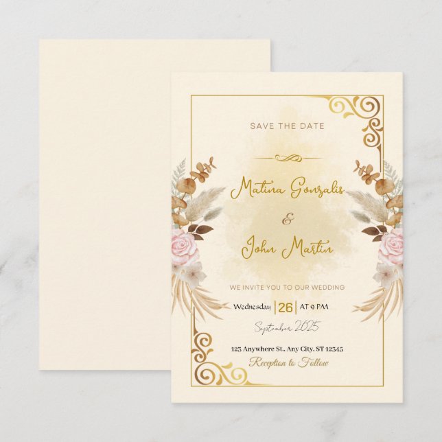 Personalized Flat Save The Date Card (Front/Back)