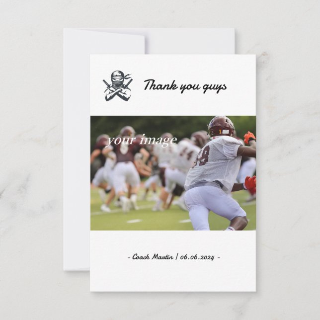 Personalized Flat Thank You Card with Ninja image (Front)