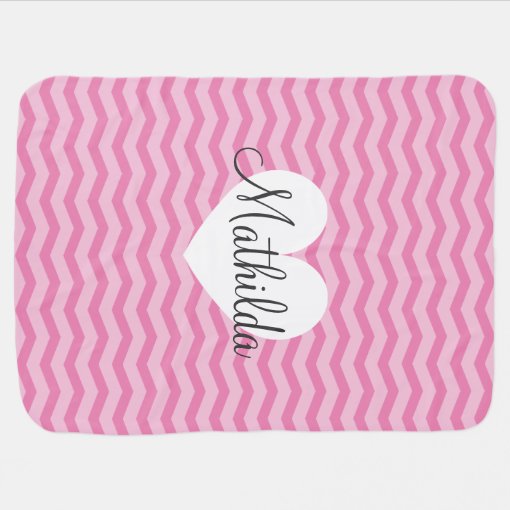 Personalized fleece baby blankets Pink chevron Zazzle