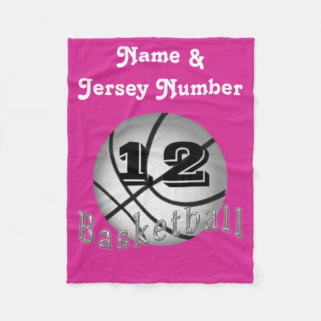Personalized Fleece Basketball Blanket for Girls (Front)