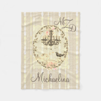 Personalized Fleece Blanket Le Chandelier Pearls