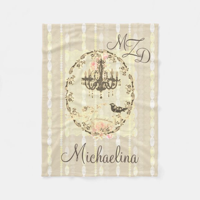 Personalized Fleece Blanket Le Chandelier Pearls (Front)