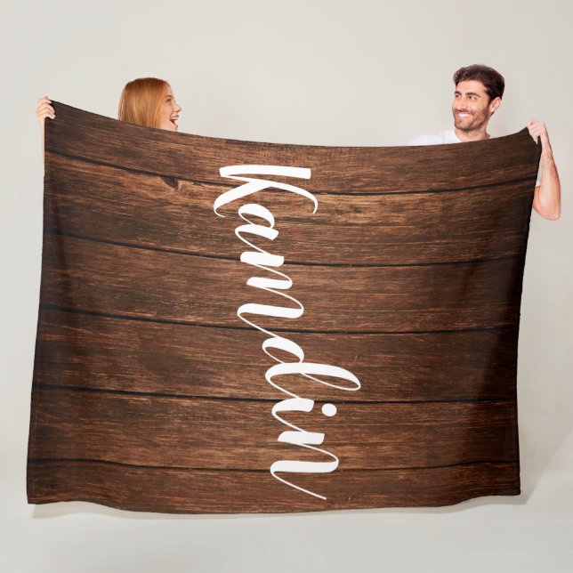 Personalized Fleece Throw Barn Wood Country Rustic (In Situ)